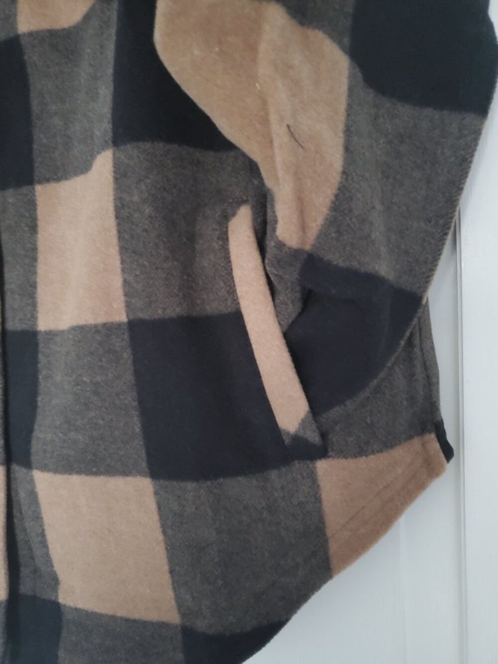 Woolx Sawyer Merino Wool Blend Shacket Caramel Black Plaid Loose Fit Small - Picture 4 of 16